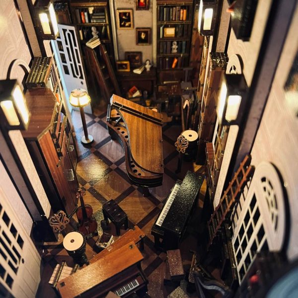 Secret Piano Room DIY Book Nook Bookshelf Insert
