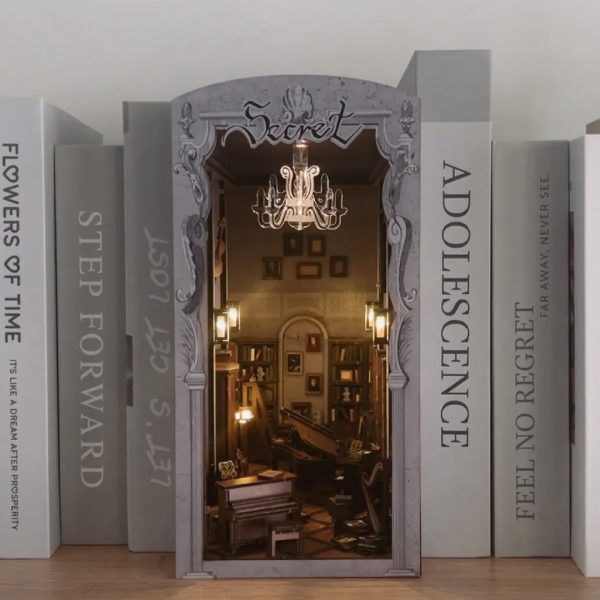 Secret Piano Room DIY Book Nook Bookshelf Insert